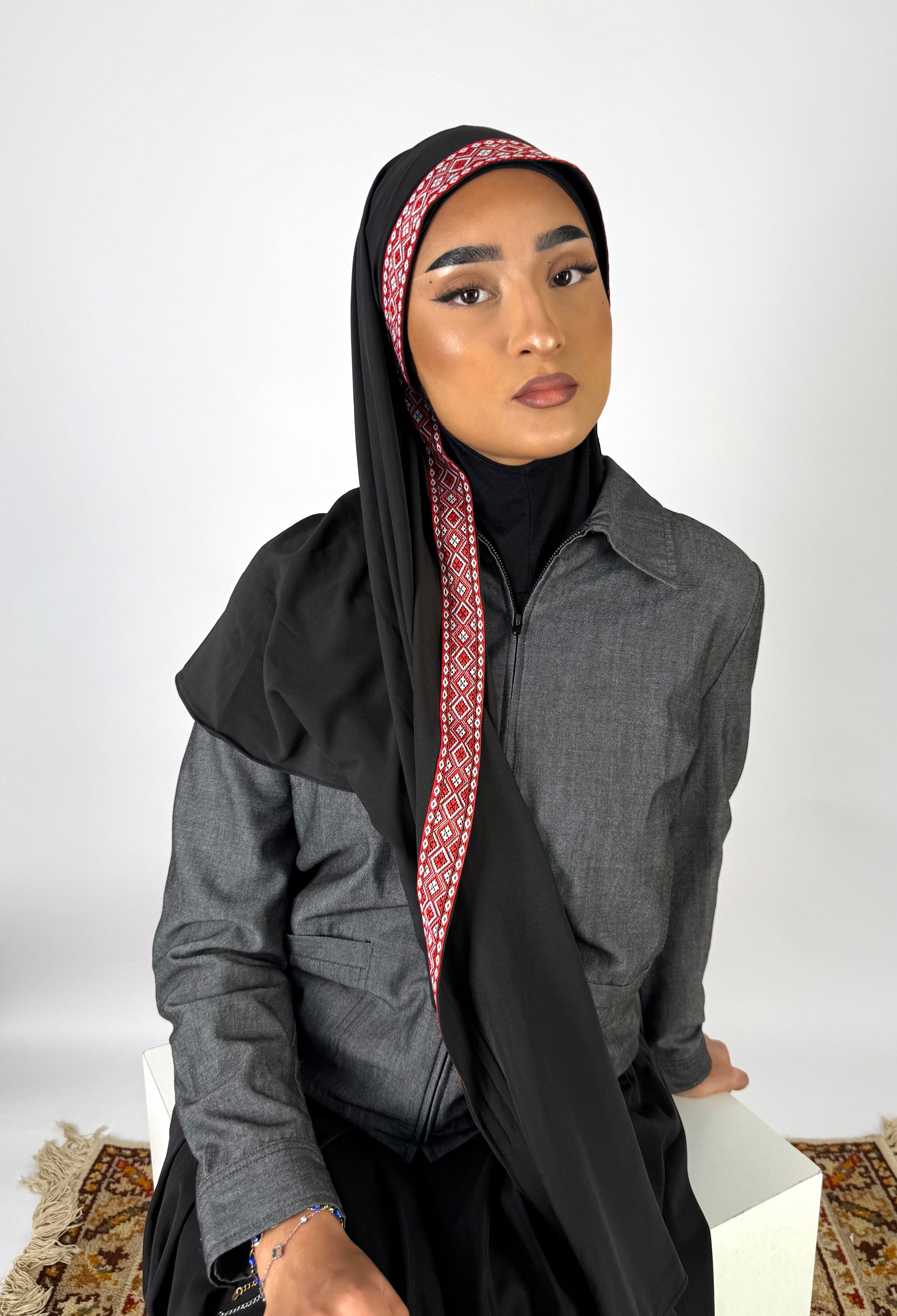 Black embroidered hijab