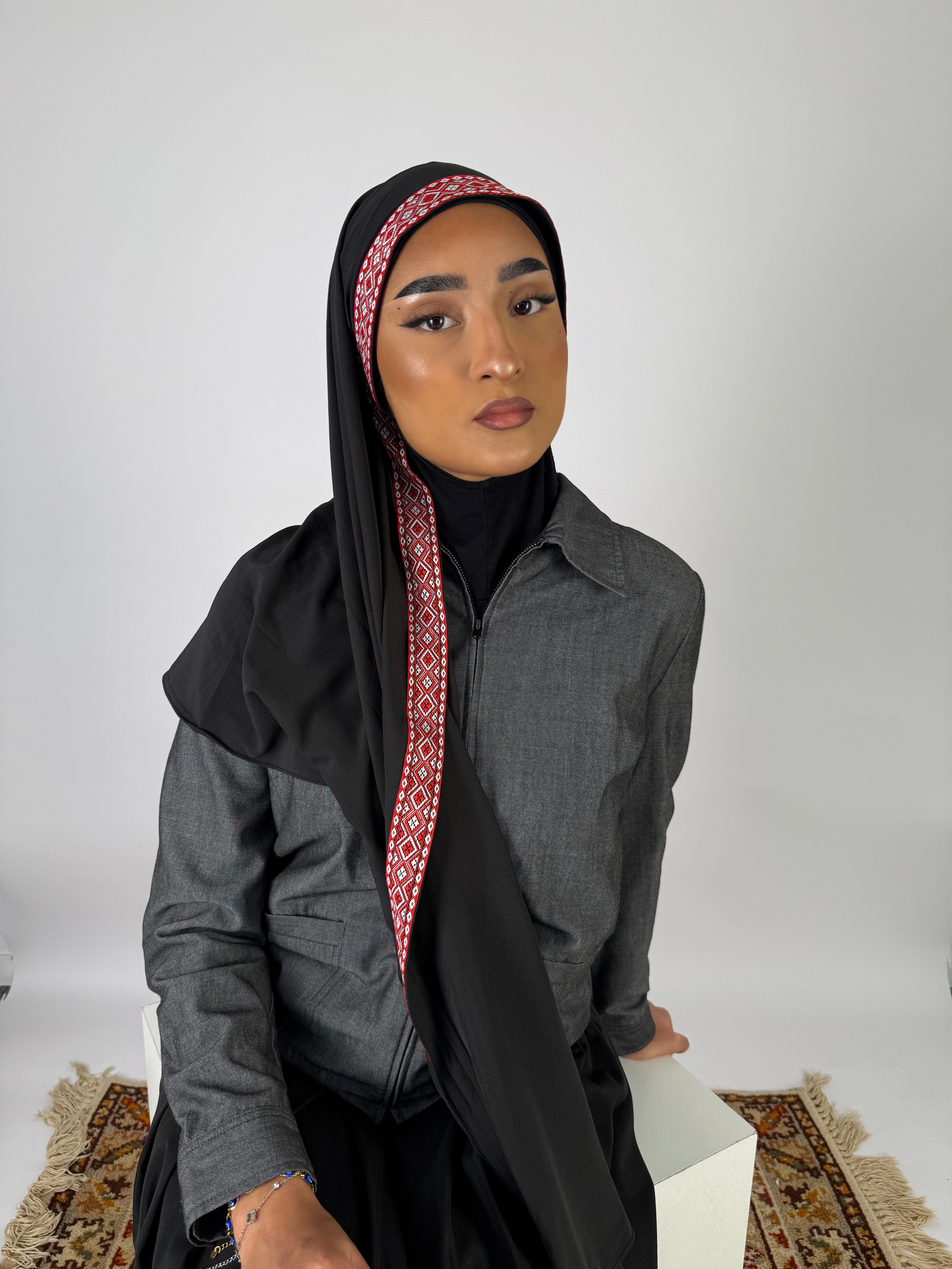 Black embroidered hijab